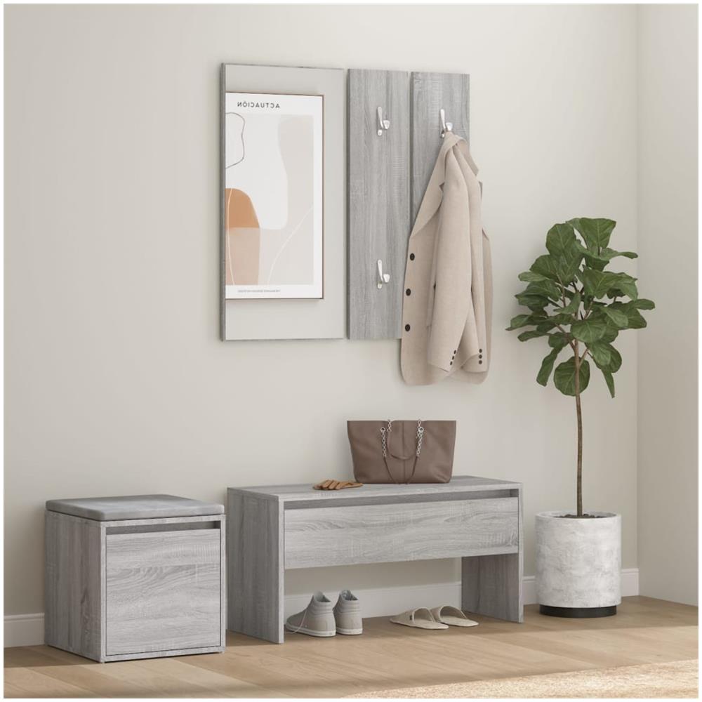 Set Di Mobili Da Corridoio Grigio Sonoma In Legno Multistrato - Foto 1