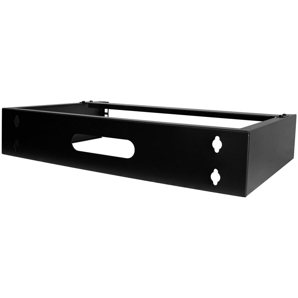Staffa Rack 19" 2U per installazione a Parete - Supporto a Parete a Profilo Basso per Patch Panel, Dispositivi IT /AV, Switch di Rete - Adattatore Rack 2 Unità Portata fino a 35kg - Acciao - Nero - Foto 2