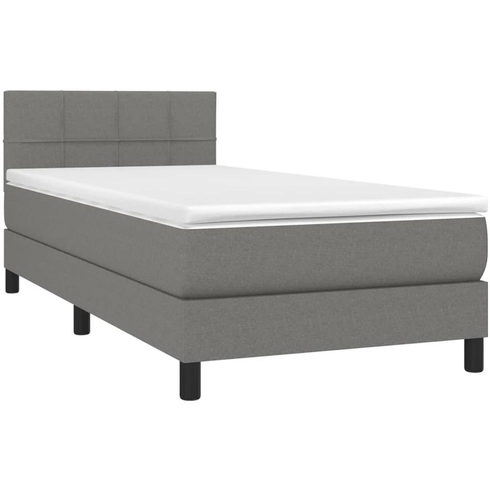 Letto A Molle Materasso E Led Grigio Scuro 100x200cm In Tessuto - Foto 3