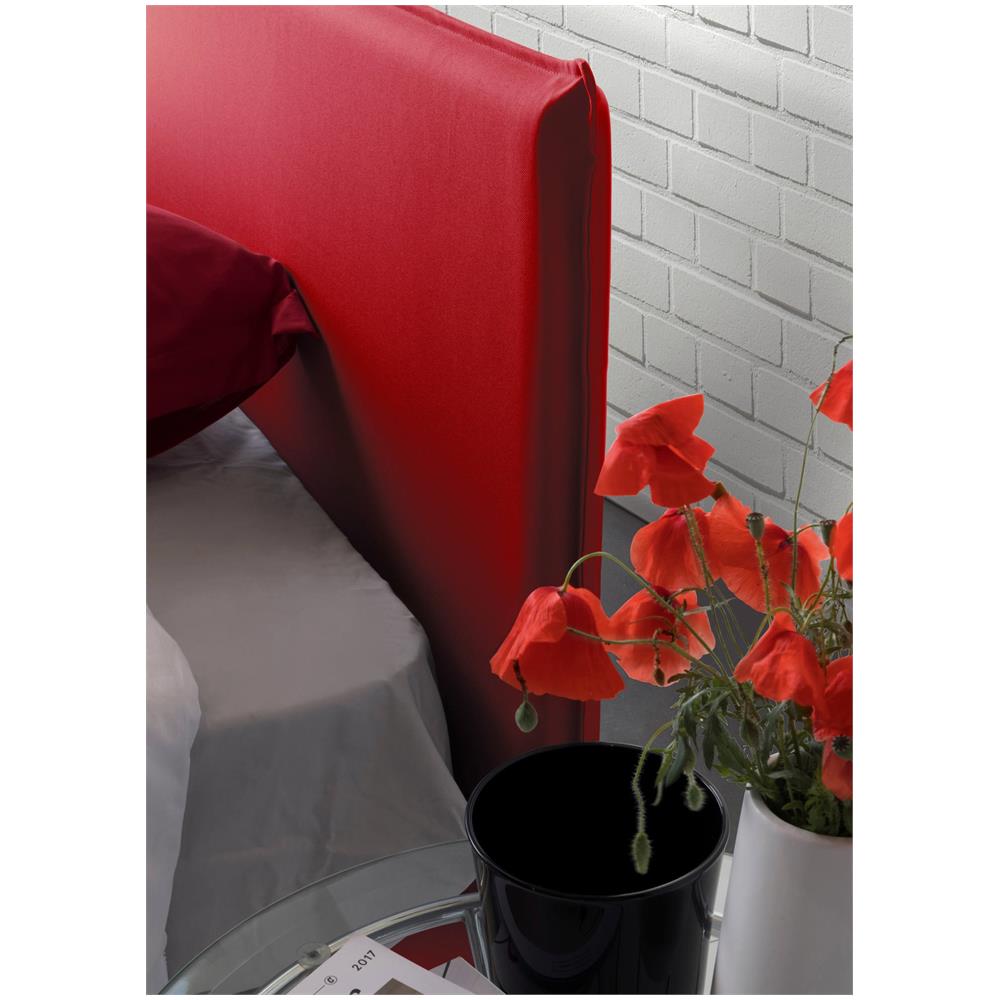 Letto Singolo Candida, Letto Contenitore Con Rivestimento In Tessuto, 100% Made In Italy, Apertura Laterale, Adatto Per Materasso Cm 80x190, Rosso - Foto 4