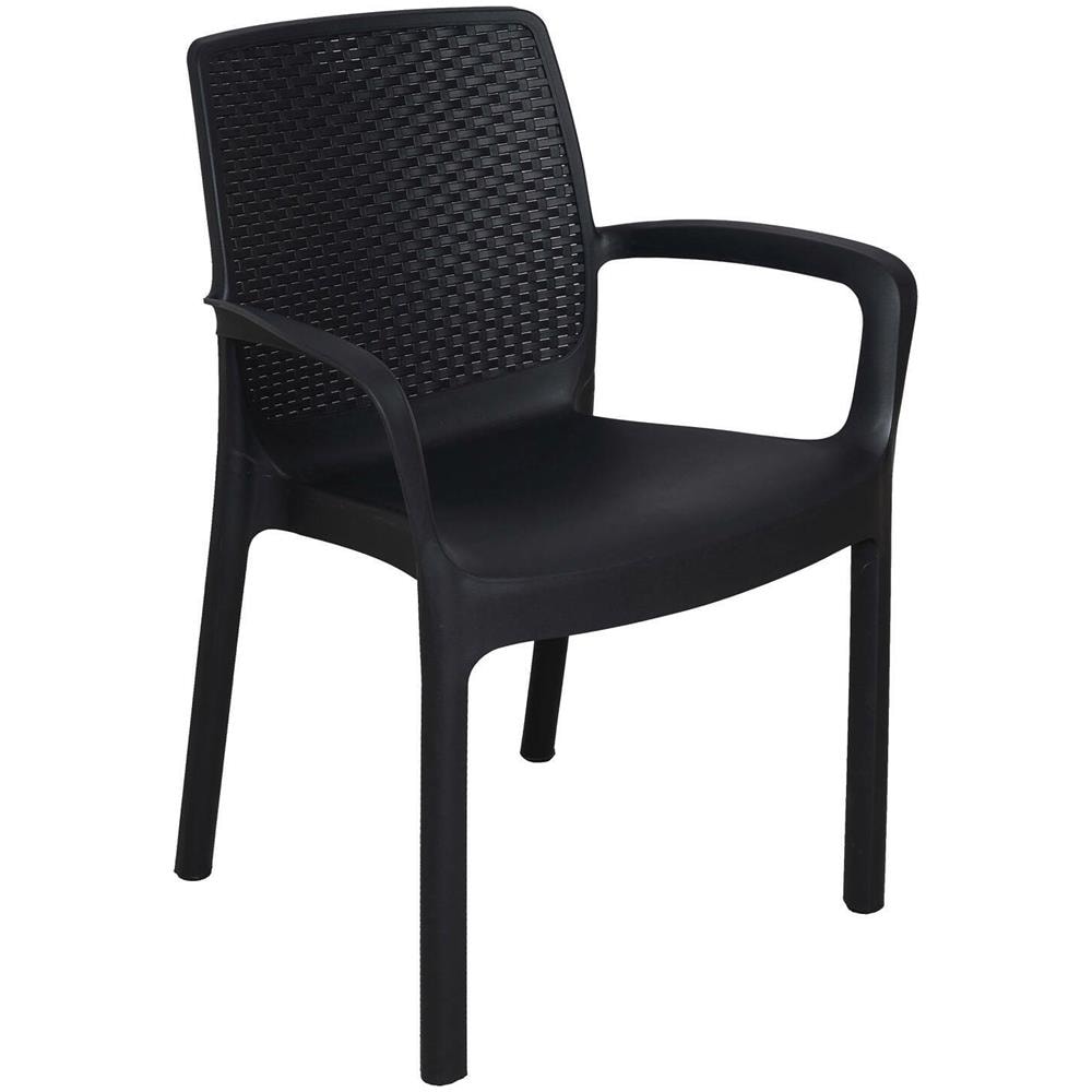 Sedia Da Esterno Torino, Seduta Da Giardino, Sedia Per Tavolo Da Pranzo, Poltrona Outdoor Effetto Rattan, 100 % Made In Italy, 54x60h82 Cm, Antracite - Foto 2