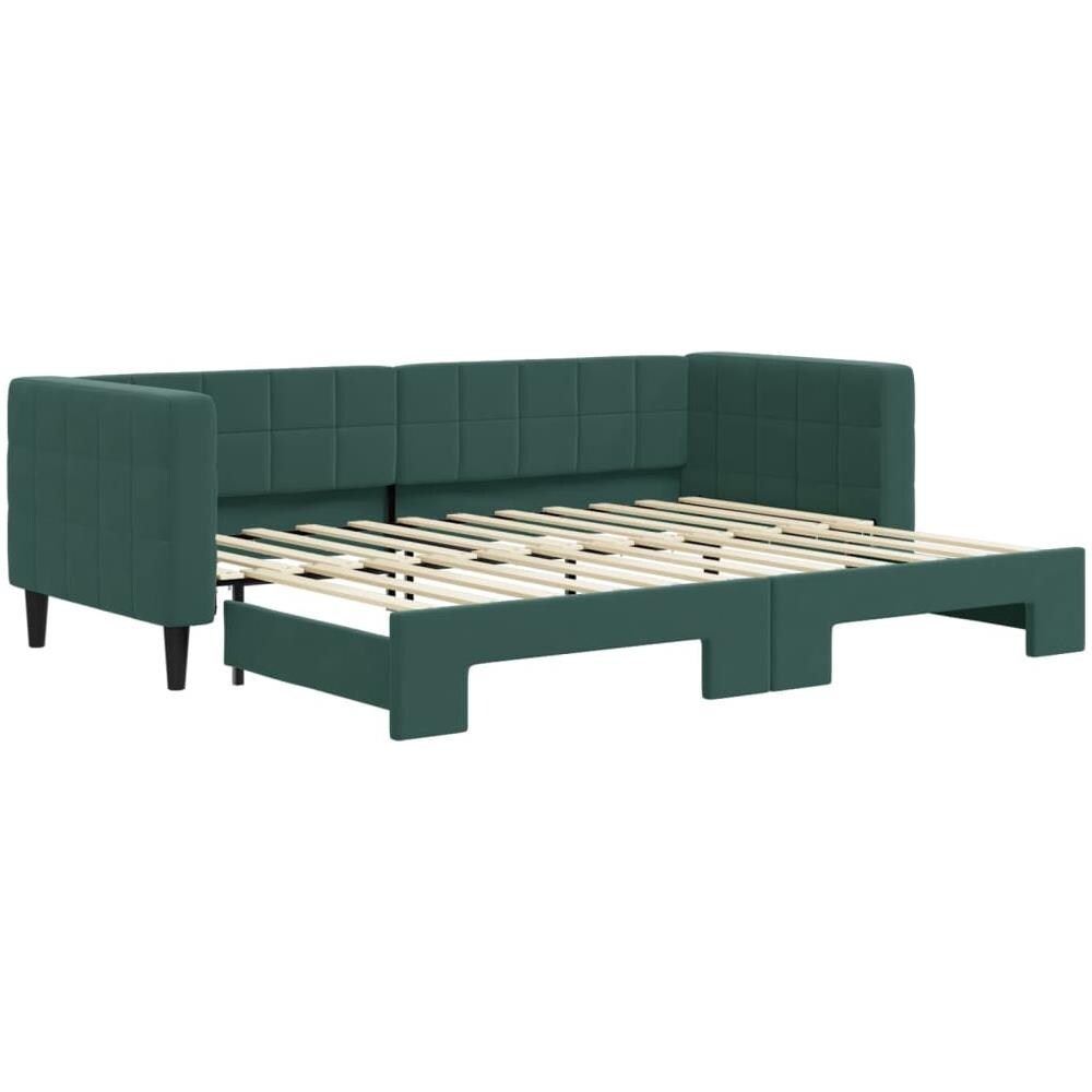 Divano Letto Con Letto Estraibile Verde Scuro 80x200cm Velluto - Foto 2