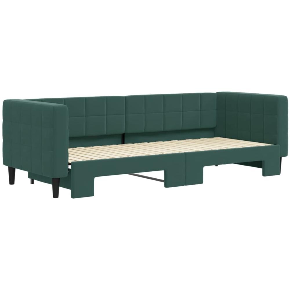 Divano Letto Con Letto Estraibile Verde Scuro 80x200cm Velluto - Foto 3