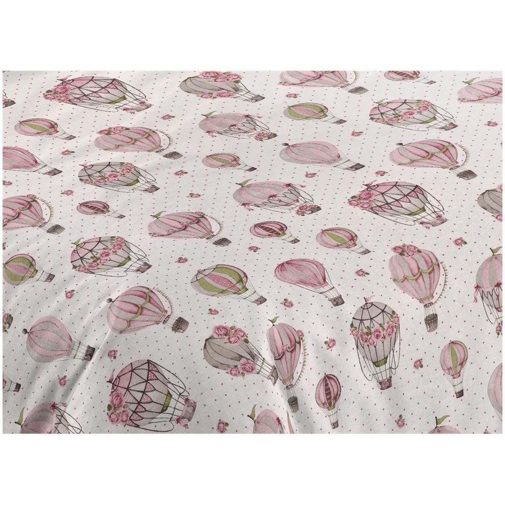 Sacco Copripiumino Piumone Letto In 100% Cotone Made Italy Vari Disegni Rp 2 Piazze Mongolfiera Rosa - Foto 2