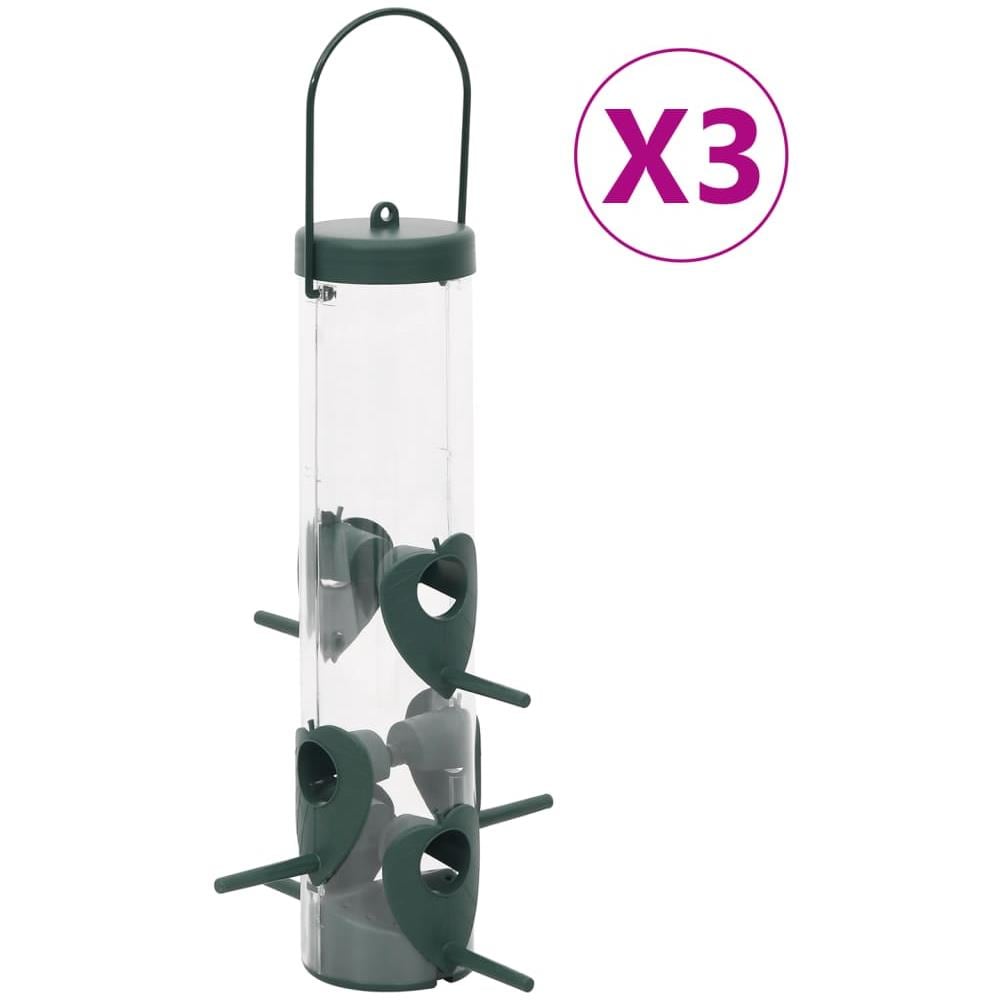 Mangiatoie Per Uccelli 3 Pz Verde Scuro 17x17x32 Cm - Foto 1