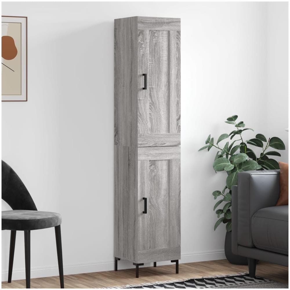 Credenza Grigio Sonoma 34,5x34x180 Cm In Legno Multistrato - Foto 1
