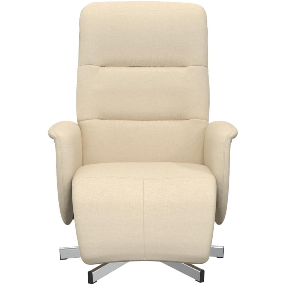 Poltrona Reclinabile Con Poggiapiedi Crema In Tessuto - Foto 3