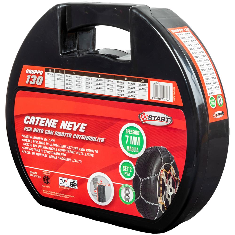 Set Di 2 Pezzi Catene Da Neve - 7 Millimetri - Gruppo 130 - Massima Aderenza E Sicurezza Con Sistema Di Tensionamento - Foto 2