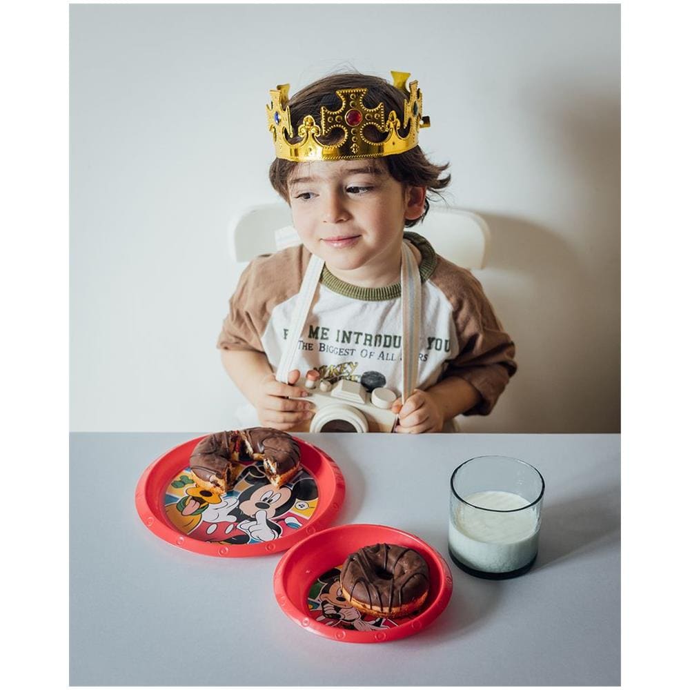 Disney Piatto Piano Rosso Per Bambini In Plastica Mickey Mouse Resistente Agli Urti Accidentali E Riutilizzabile - Foto 3