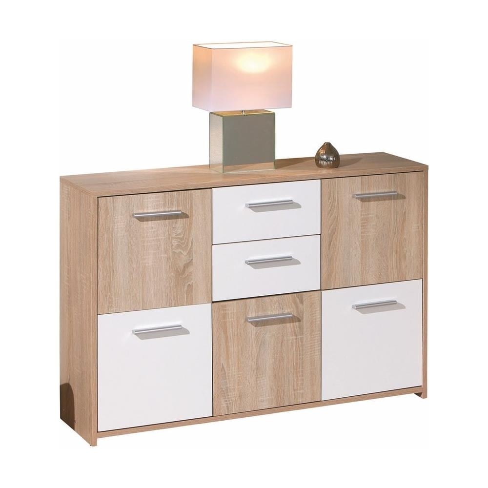 Credenza Classica Cinque Ante + Due Cassetti / Laminato Rovere E Bianco Laccato - Foto 3