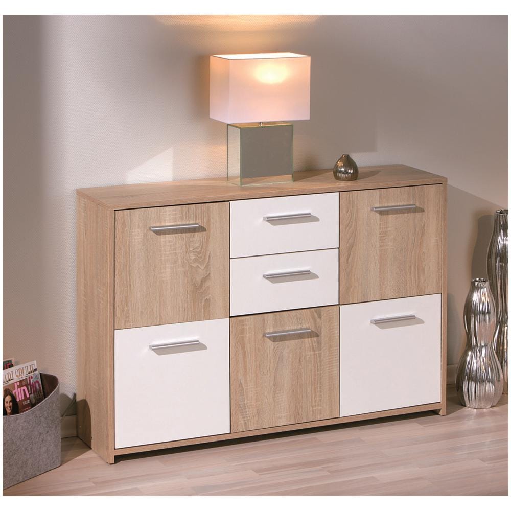 Credenza Classica Cinque Ante + Due Cassetti / Laminato Rovere E Bianco Laccato - Foto 2