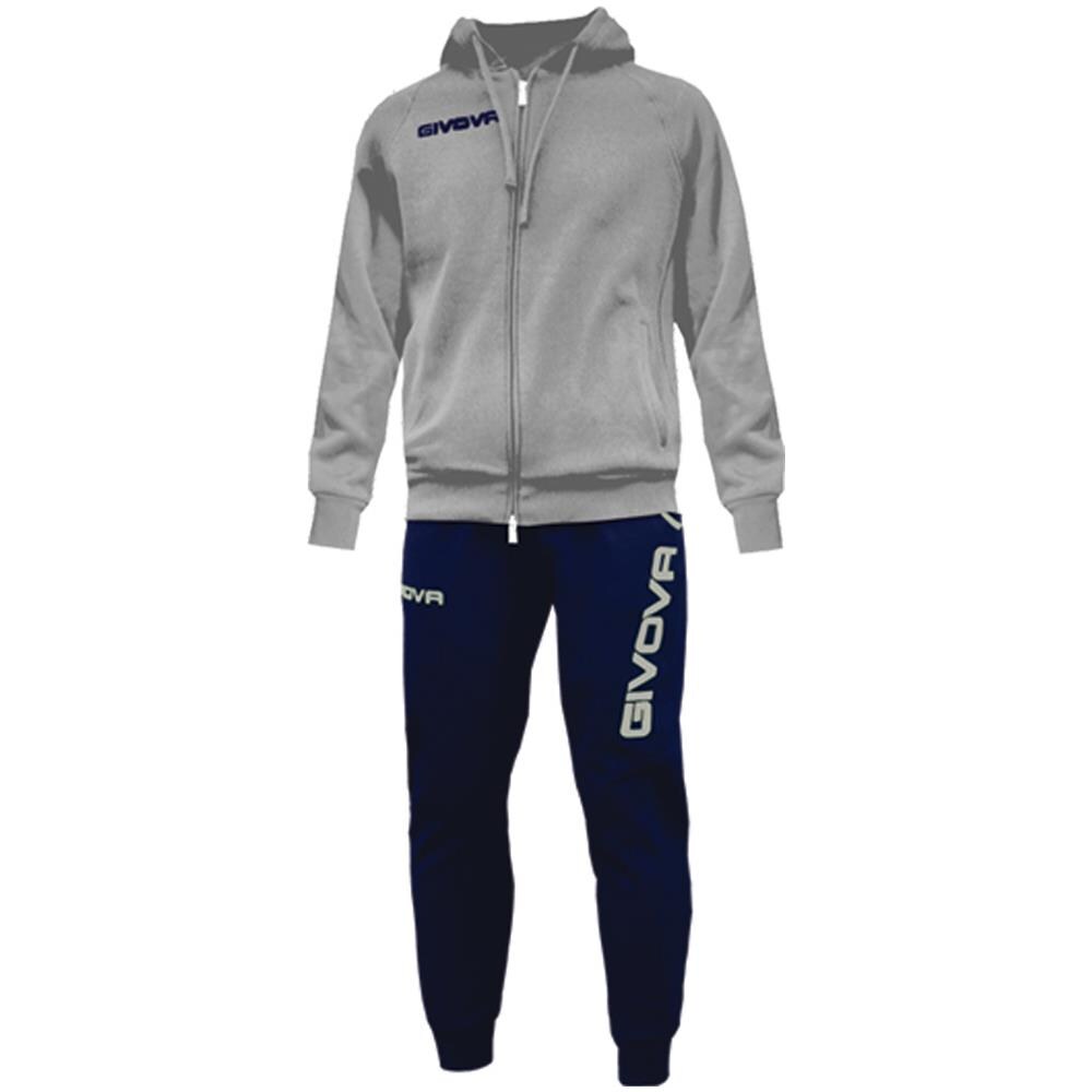 Tuta King Completo Di Giacca Con Zip Manica Lunga Con Cappuccio E Pantalone Colore Grigio / blu Taglia 2xl - Foto 1