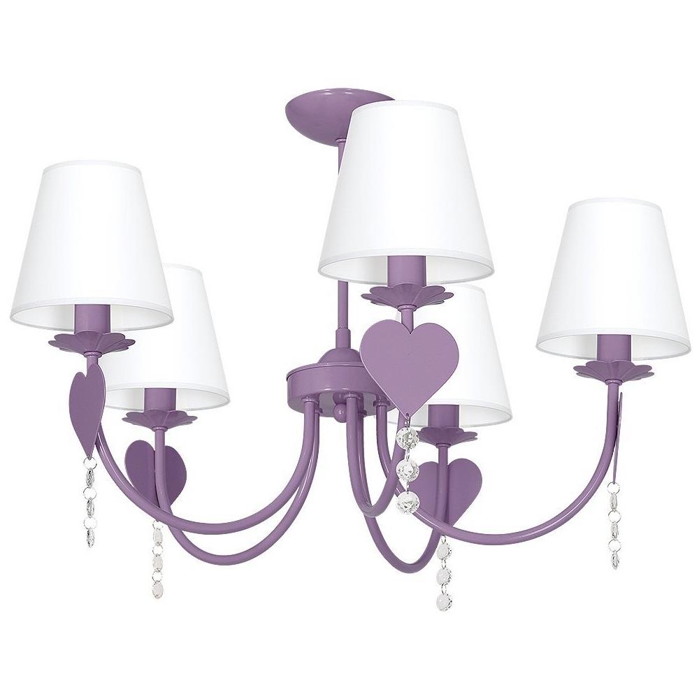 7856 Lampadario In Acciaio Da Soffitto Per Cameretta Bambini, Plafoniera Spot Cuore5, Viola. - Foto 1