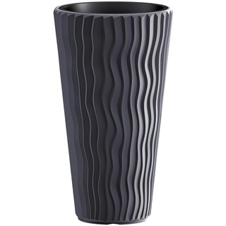 Fioriera Prosperplast Sand Slim - Vaso Da Fiori Alto 75 Cm, Diametro 39 Cm, Con Inserto, Colore Bianco