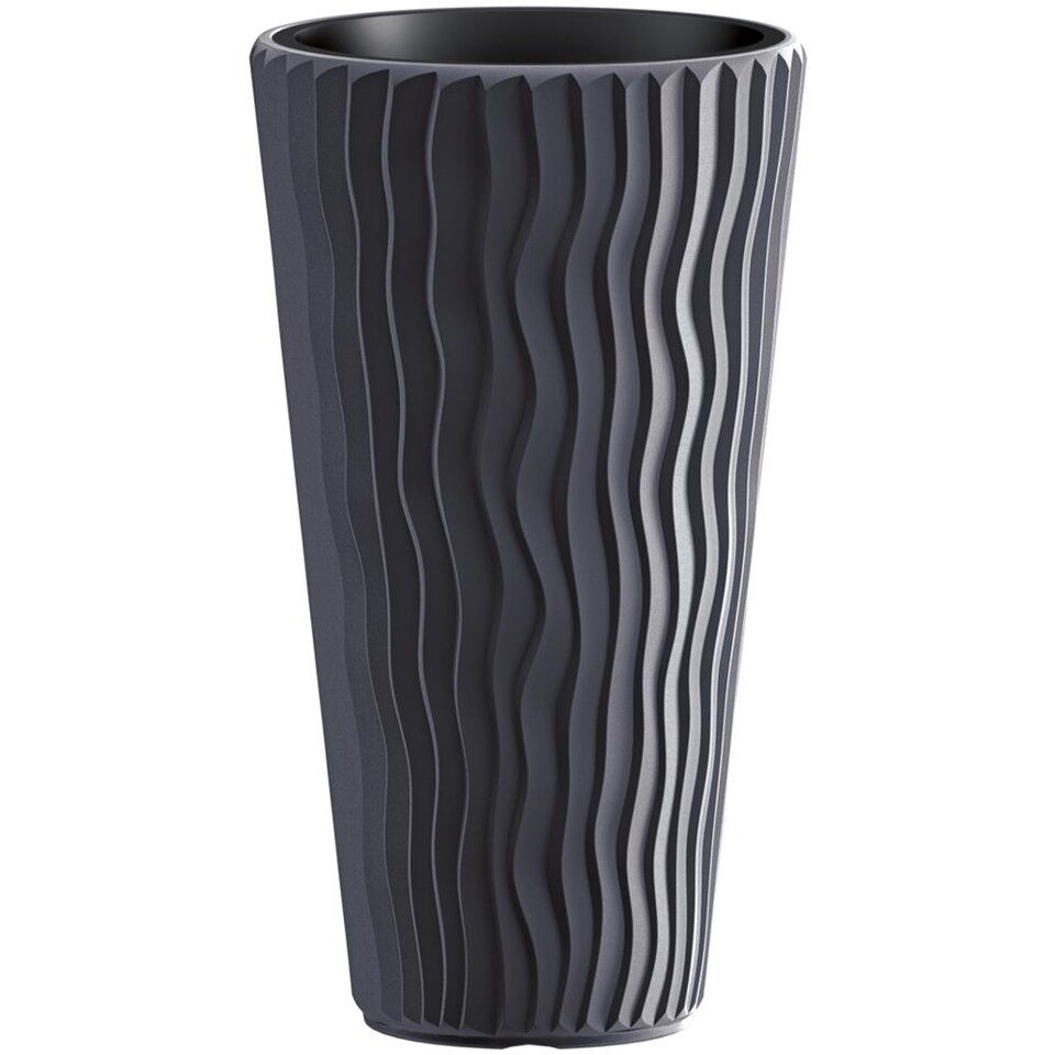 Fioriera Prosperplast Sand Slim - Vaso Da Fiori Alto 75 Cm, Diametro 39 Cm, Con Inserto, Colore Bianco