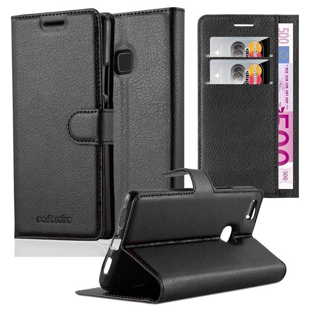 Custodia Compatibile Con Huawei P8 Lite 2017 In Nero Carbone - Coperchio Protettiva Con Chiusura Magnetica, Funzione Stand E Tasca Per Le Carte - Foto 1