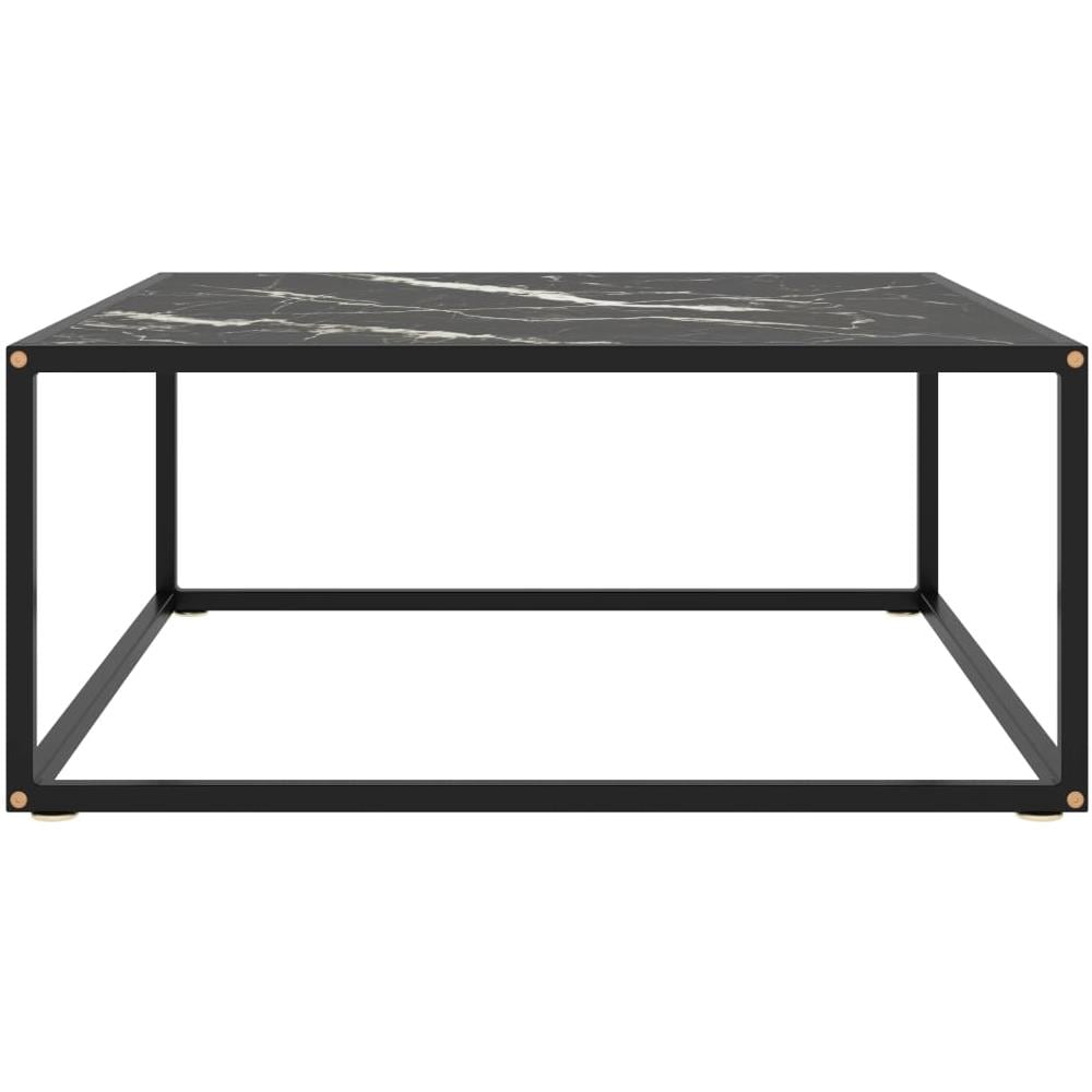 Tavolino Da T Nero Con Vetro Marmo Nero 80x80x35 Cm - Foto 2