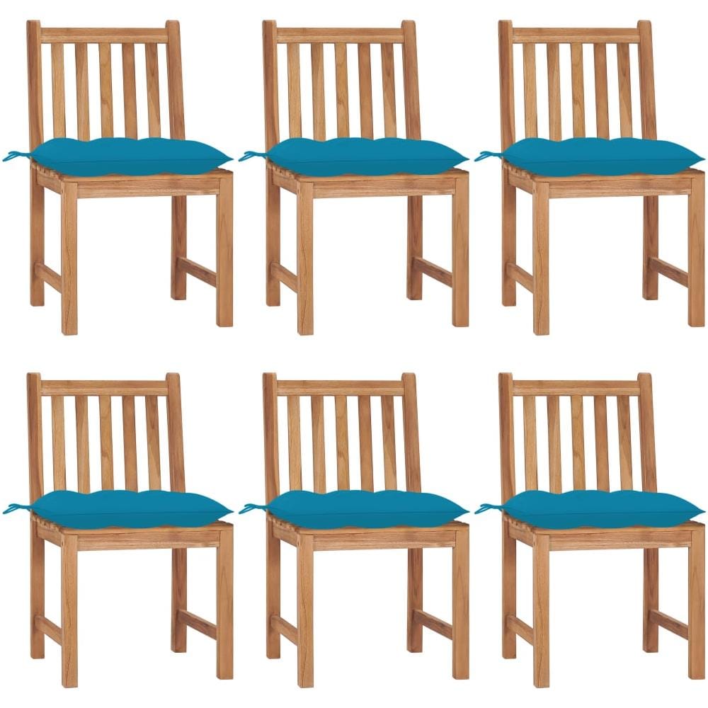 Sedie da Giardino 6 pz con Cuscini in Legno Massello di Teak - Foto 1