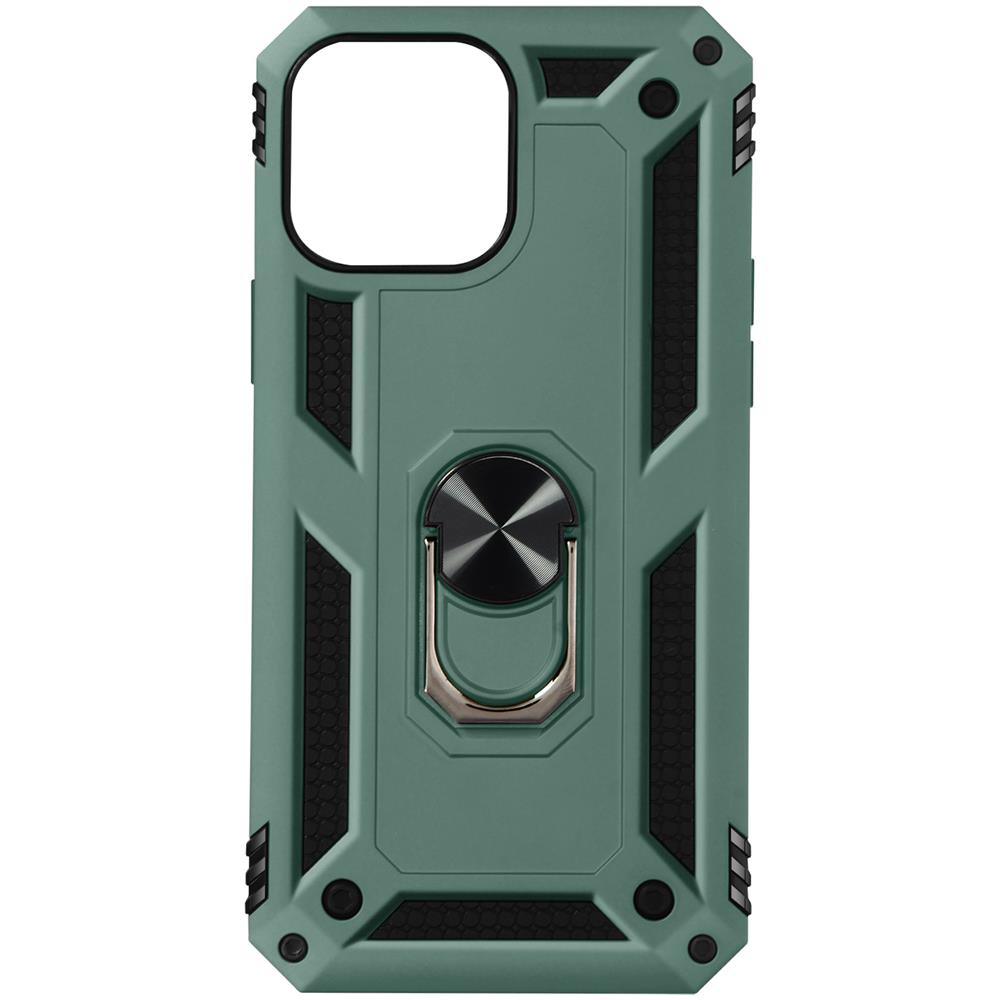 Cover Iphone 13 Mini Anti-urto Ibrida Anello Funzione Supporto Verde Scuro - Foto 1