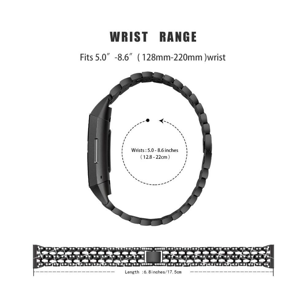 Bracciale Fitbit Charge 3/4 In Metallo Con Strass Nero/cristallo - Foto 2