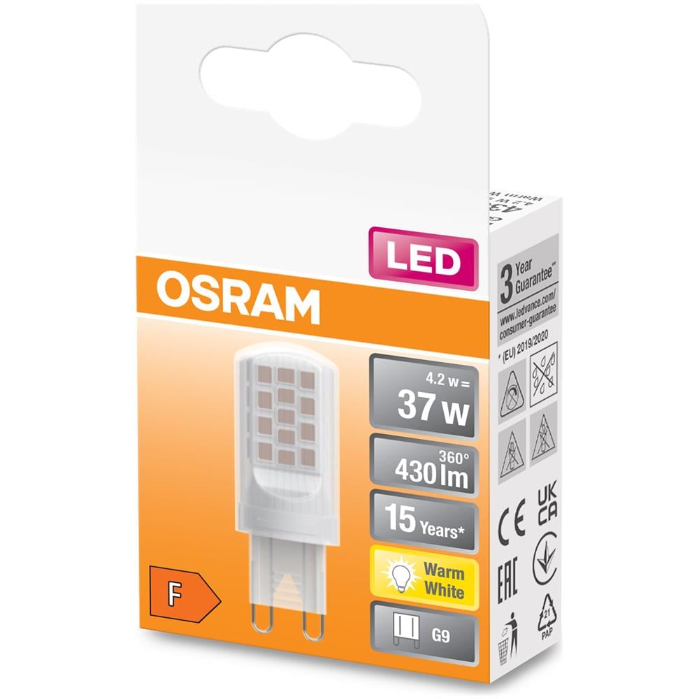 Stella Pin Lampada Led, G9-base Ottica Opaca, bianco Caldo (2700k), 430 Lumen, Sostituzione Delle Lampade 37w, Non Dimmerabile, 1-confezione - Foto 2