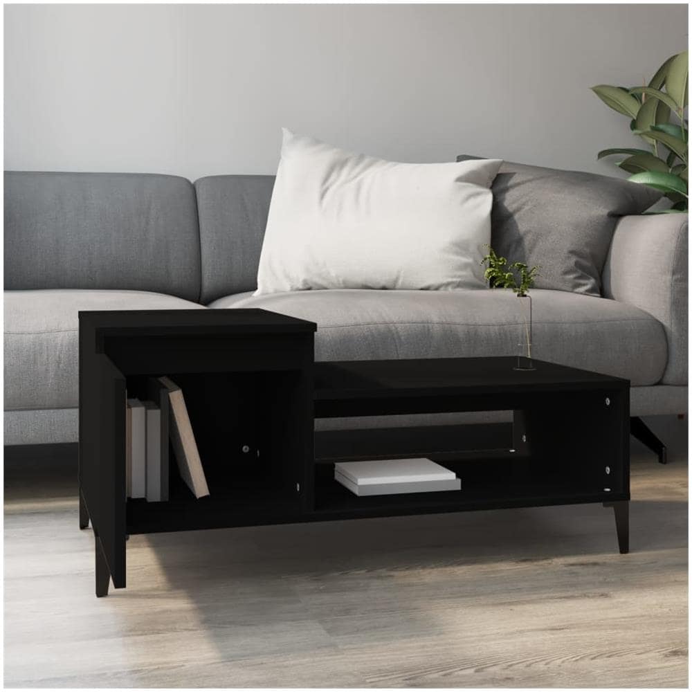 Tavolino Da Salotto Nero 100x50x45 Cm In Legno Multistrato - Foto 3