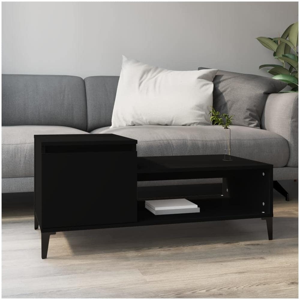 Tavolino Da Salotto Nero 100x50x45 Cm In Legno Multistrato - Foto 1