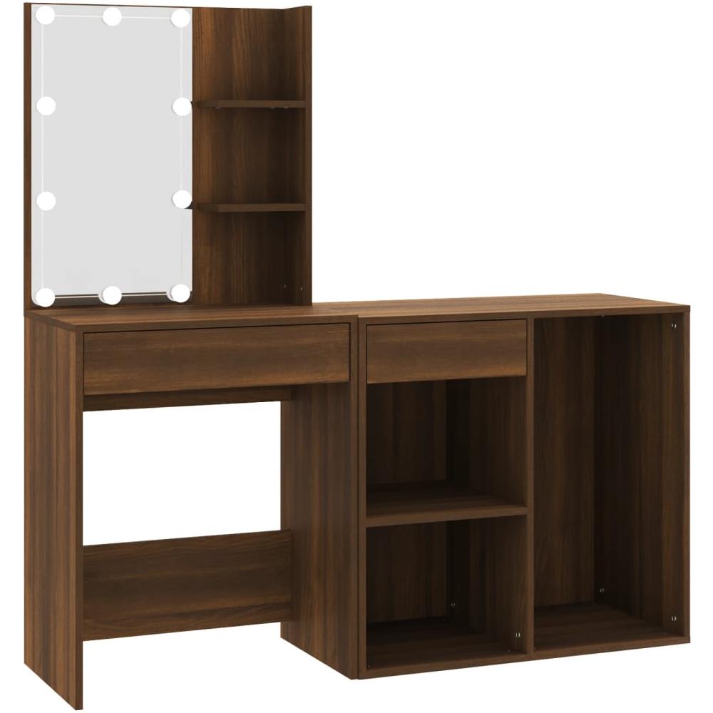 Toeletta Con Led E Armadietto Rovere Marrone Legno Multistrato - Foto 2