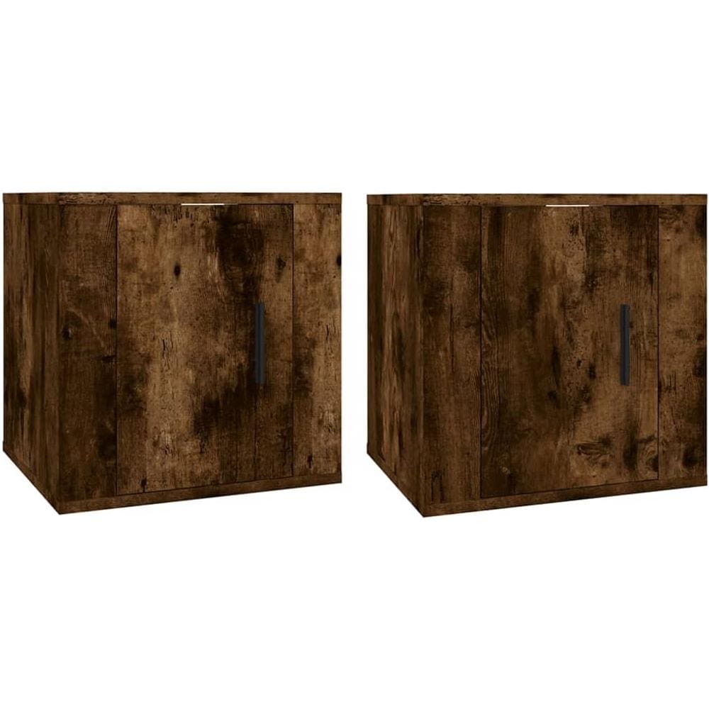 Mobili Porta Tv A Parete 2 Pz Rovere Fumo 40x34,5x40 Cm - Foto 2