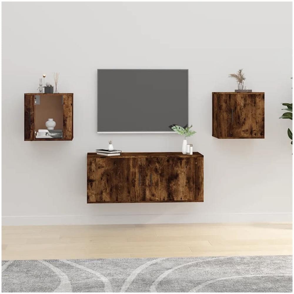 Mobili Porta Tv A Parete 2 Pz Rovere Fumo 40x34,5x40 Cm - Foto 1