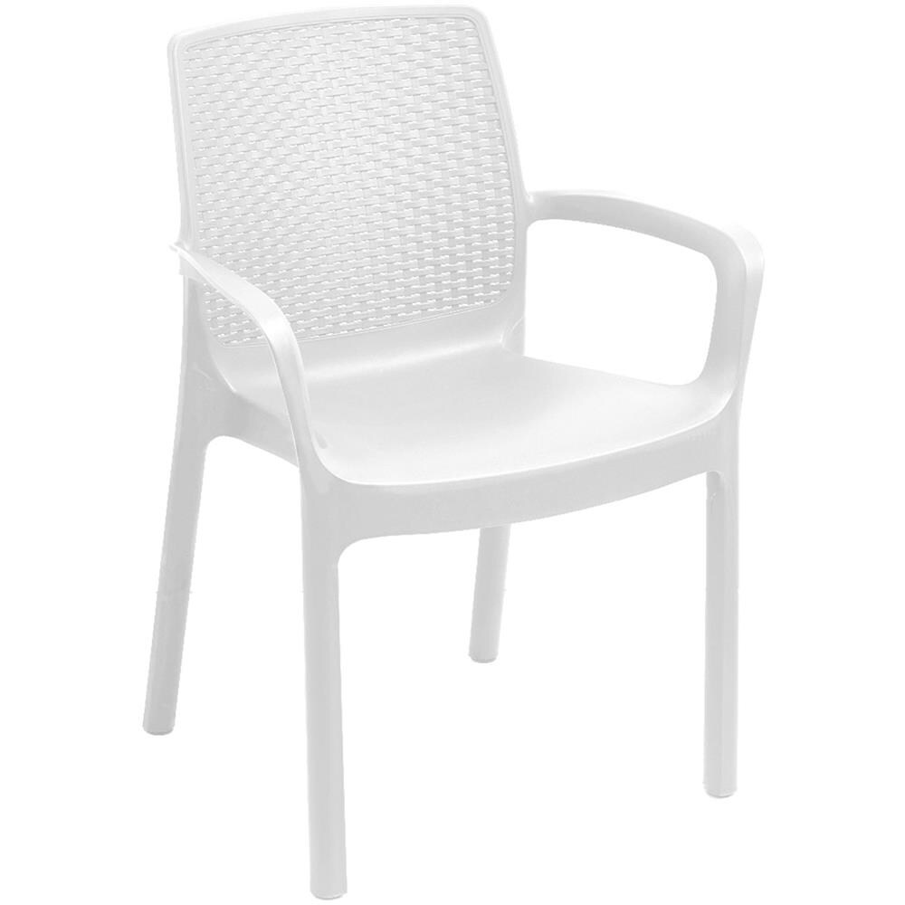 Sedia Da Esterno Torino, Seduta Da Giardino, Sedia Per Tavolo Da Pranzo, Poltrona Outdoor Effetto Rattan, 100 % Made In Italy, 54x60h82 Cm, Bianco - Foto 2