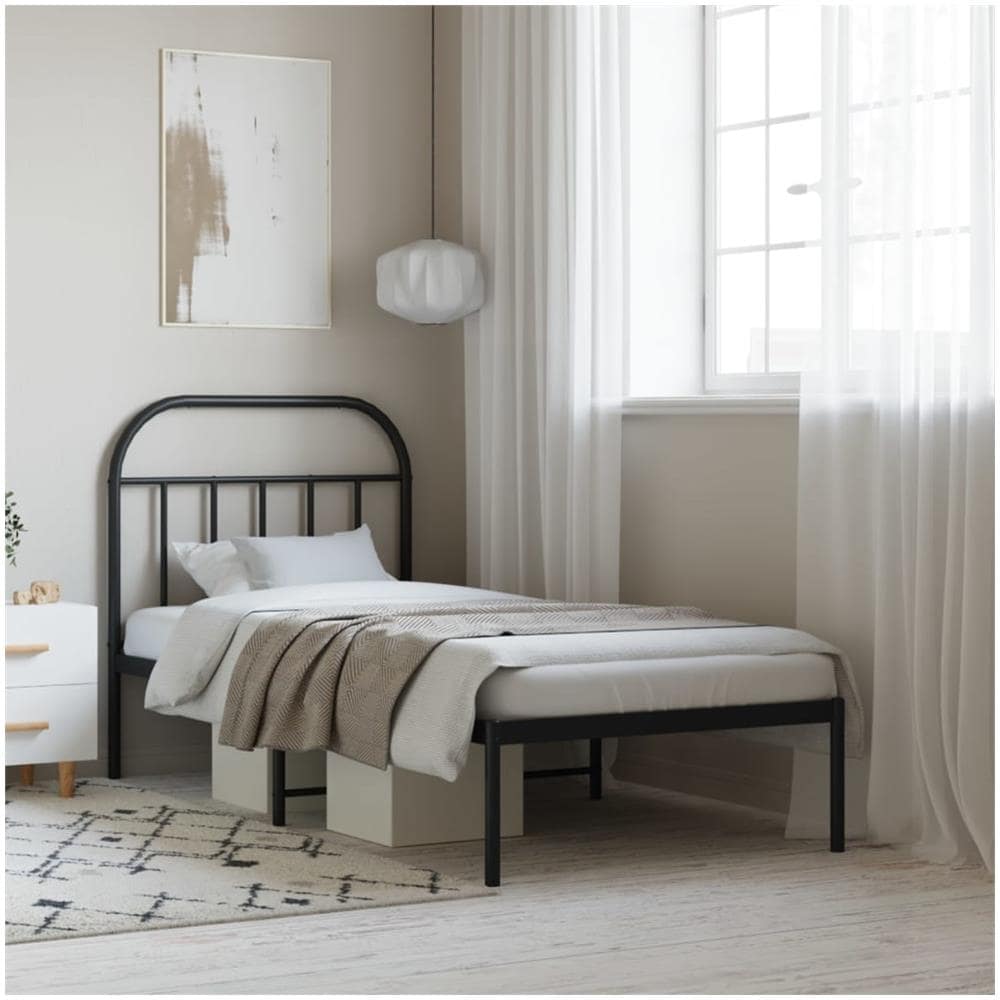 Giroletto Con Testiera In Metallo Nero 90x190 Cm - Foto 1