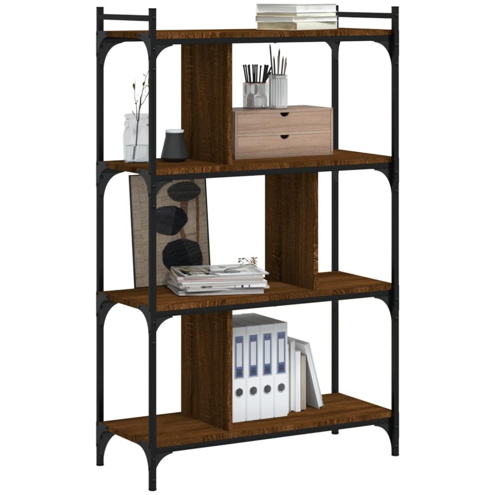 Libreria Rovere Marrone 4 Ripiani 76x32x123cm Legno Multistrato - Foto 3