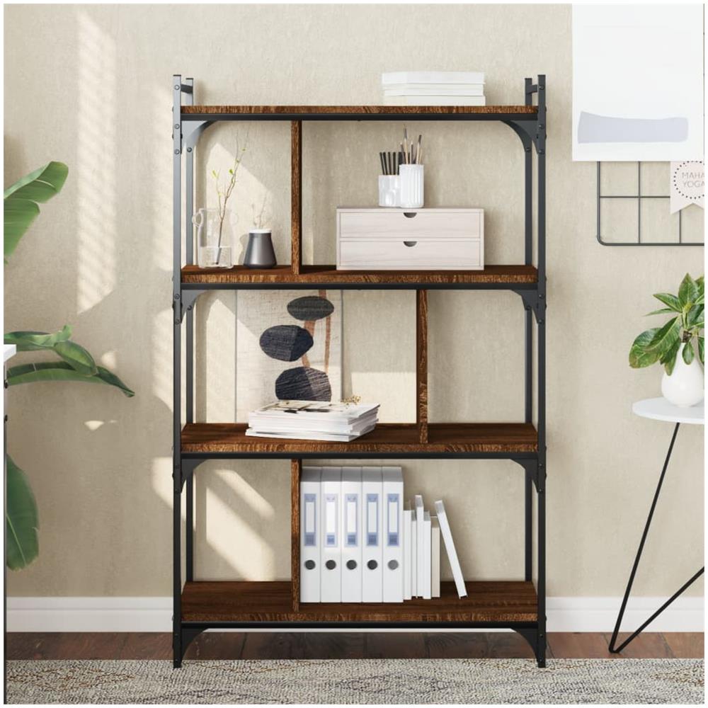 Libreria Rovere Marrone 4 Ripiani 76x32x123cm Legno Multistrato - Foto 1