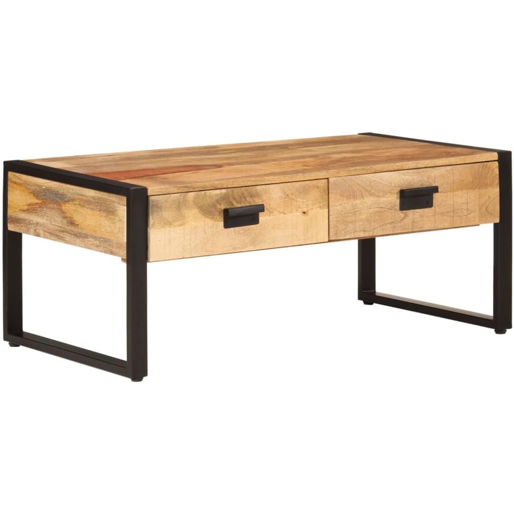 Tavolino Da Salotto 100x54x40 Cm Legno Massello Mango E Ferro - Foto 1