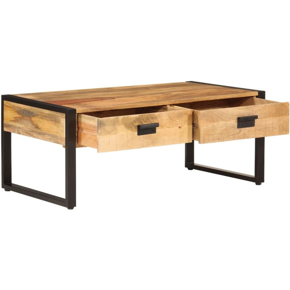 Tavolino Da Salotto 100x54x40 Cm Legno Massello Mango E Ferro - Foto 2