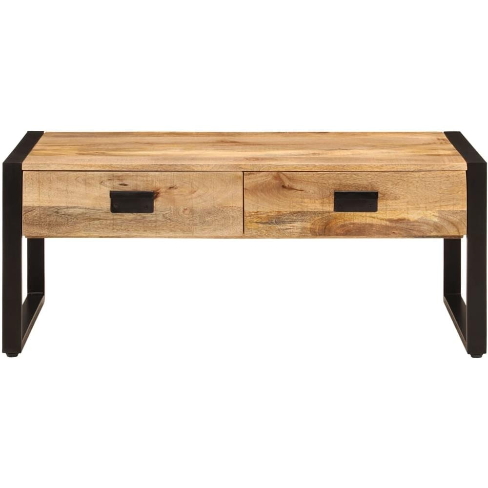 Tavolino Da Salotto 100x54x40 Cm Legno Massello Mango E Ferro - Foto 3