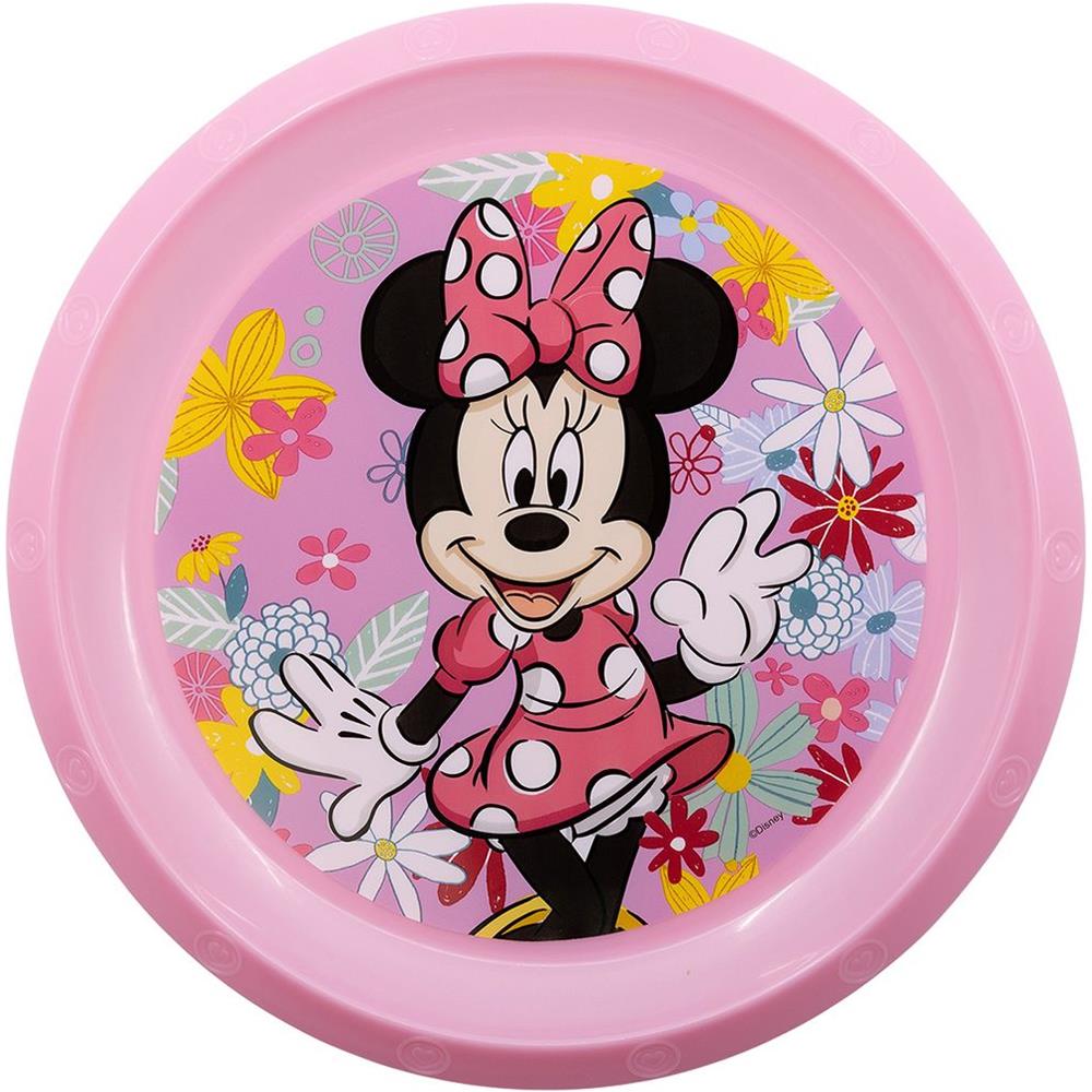 Disney Piatto Piano Rosa Per Bambine In Plastica Minnie Resistente Agli Urti Accidentali E Riutilizzabile - Foto 2