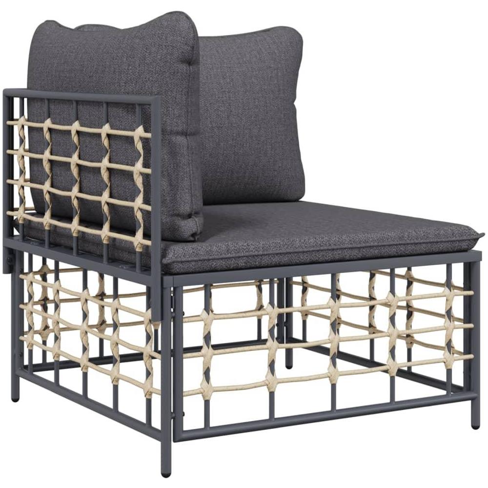 Divano Angolare da Giardino con Cuscini Polyrattan Grigio Scuro - Foto 1