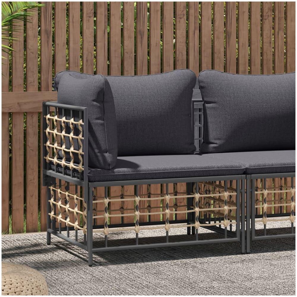 Divano Angolare da Giardino con Cuscini Polyrattan Grigio Scuro - Foto 2