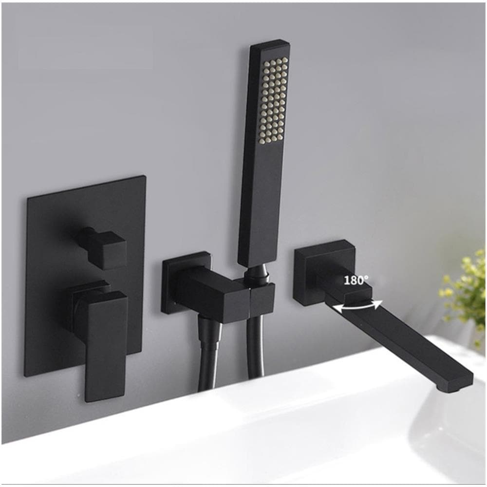 Set miscelatore per vasca e lavabo, Blackswan, tipo M73, modello nero opaco, misura 21,2 cm - Foto 2