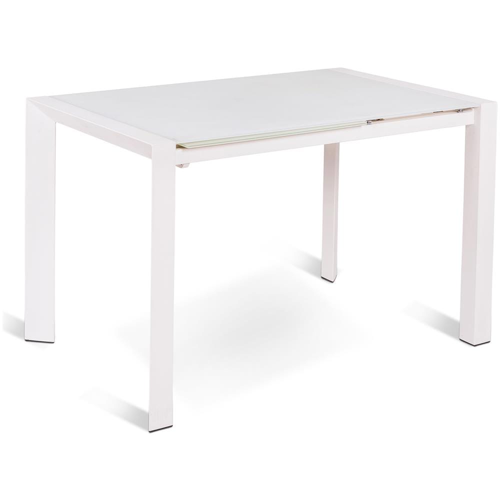 Tavolo Allungabile Top In Vetro Acidato Struttura Metallo Bianco Pixel Om 189 Bi - Foto 2