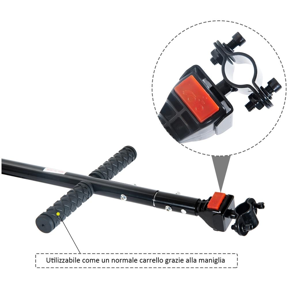 Carrello Rimorchio Per Bicicletta Pieghevole - Portaoggetti Con Portata 40kg, Ideale Per Shopping E Trasporto - Foto 3