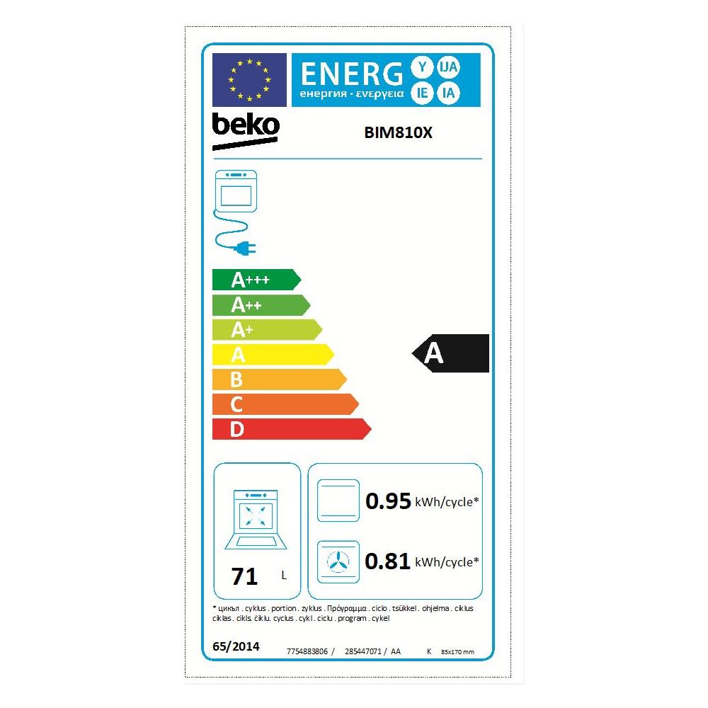 BEKO - Forno Elettrico da Incasso BIM 810 X Capacità 71 L Multifunzione  Ventilato Colore Inox - ePRICE