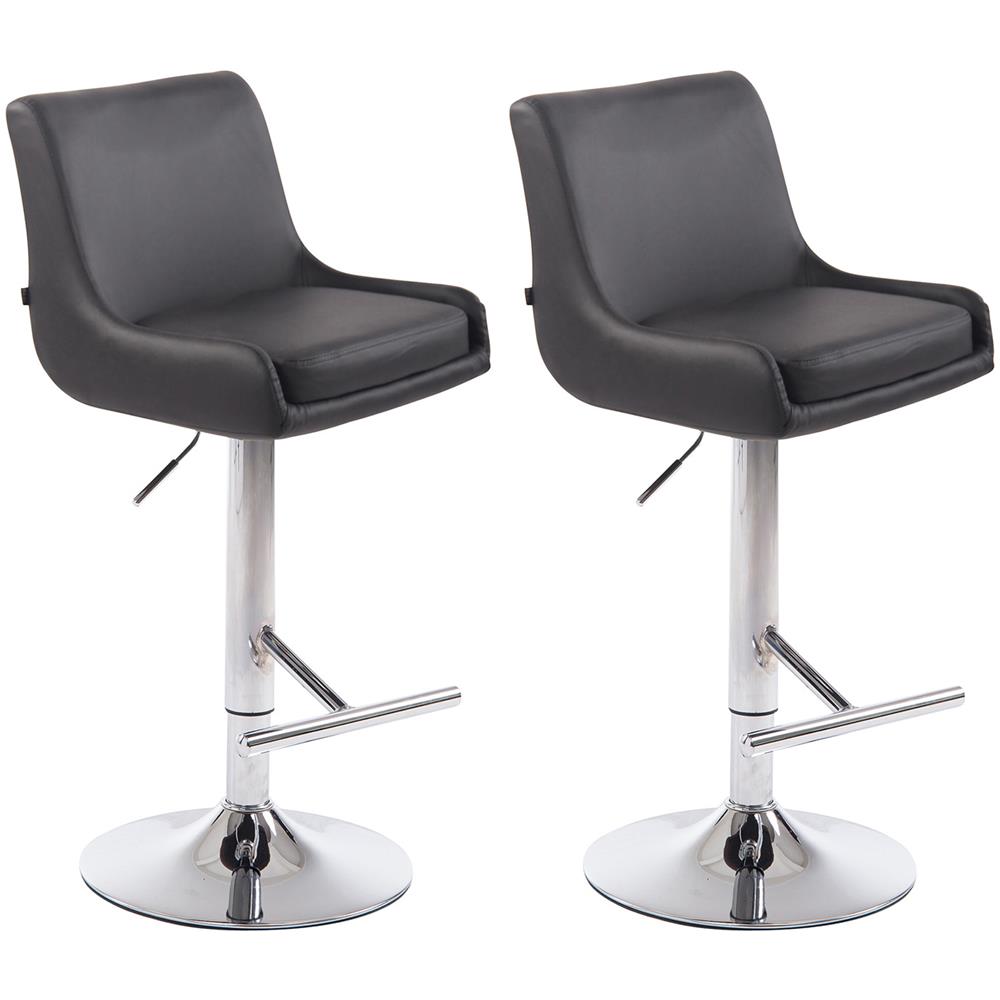 Set 2 Sgabelli Bancone Imbottiti Club in Similpelle - Coppia Sedie Alte Cucina con Schienale e Poggiapiedi, Altezza Regolabile 67-87 cm Grigio - Foto 1