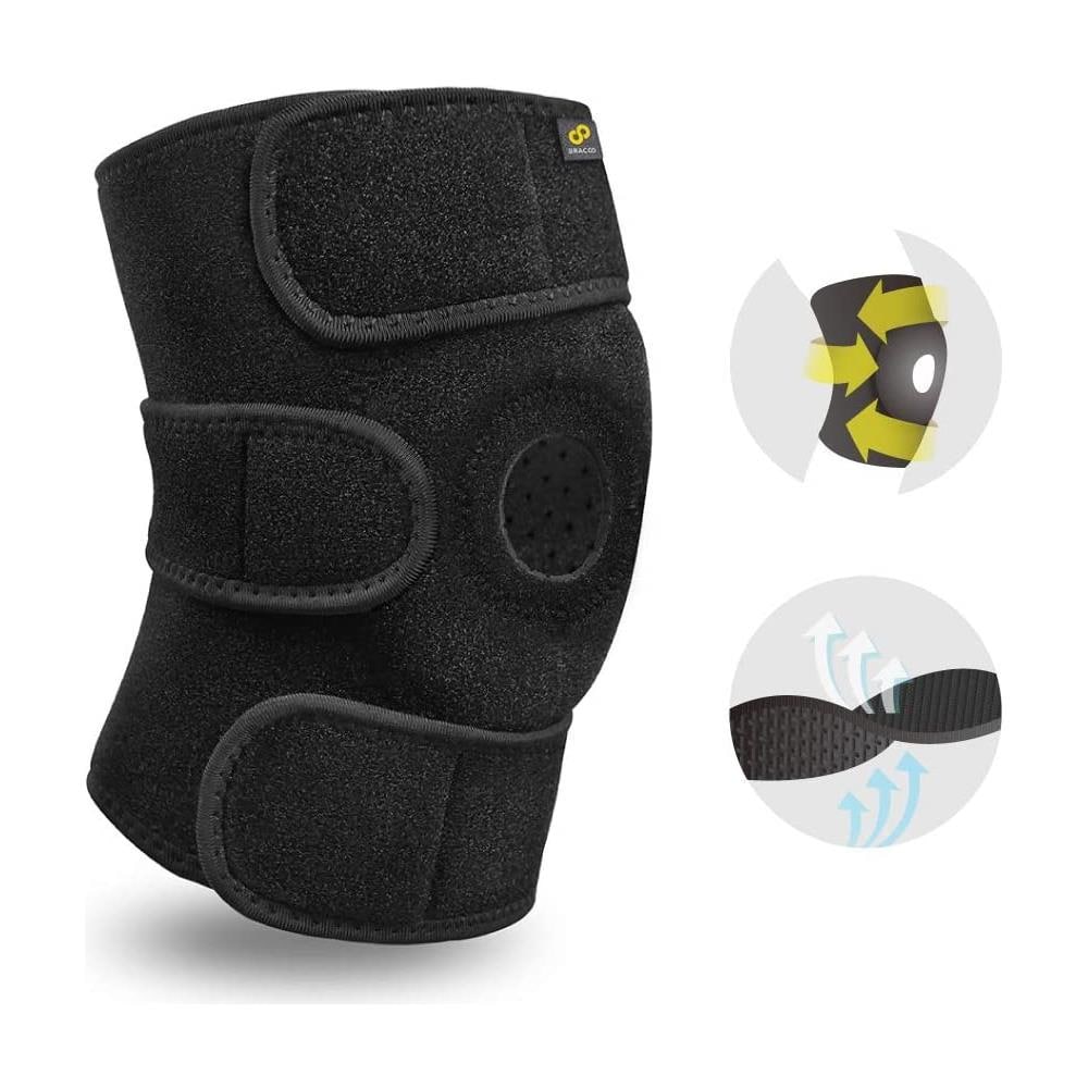 KS10 Tutore Fascia Ginocchio con Foro Rotuleo. Ginocchiera Regolabile in Neoprene. Supporto Menisco. Dolore Artritico, Riabilitazione Infortuni Sport e Protezione. Colore Grigio - Foto 2