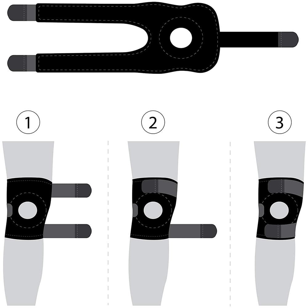 KS10 Tutore Fascia Ginocchio con Foro Rotuleo. Ginocchiera Regolabile in Neoprene. Supporto Menisco. Dolore Artritico, Riabilitazione Infortuni Sport e Protezione. Colore Grigio - Foto 6