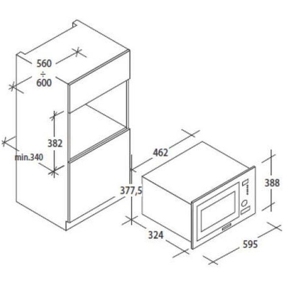 Forno Microonde da Incasso MIC20GDFN con Grill Capacità 20 Litri Potenza 800 Watt Colore Nero - Foto 9