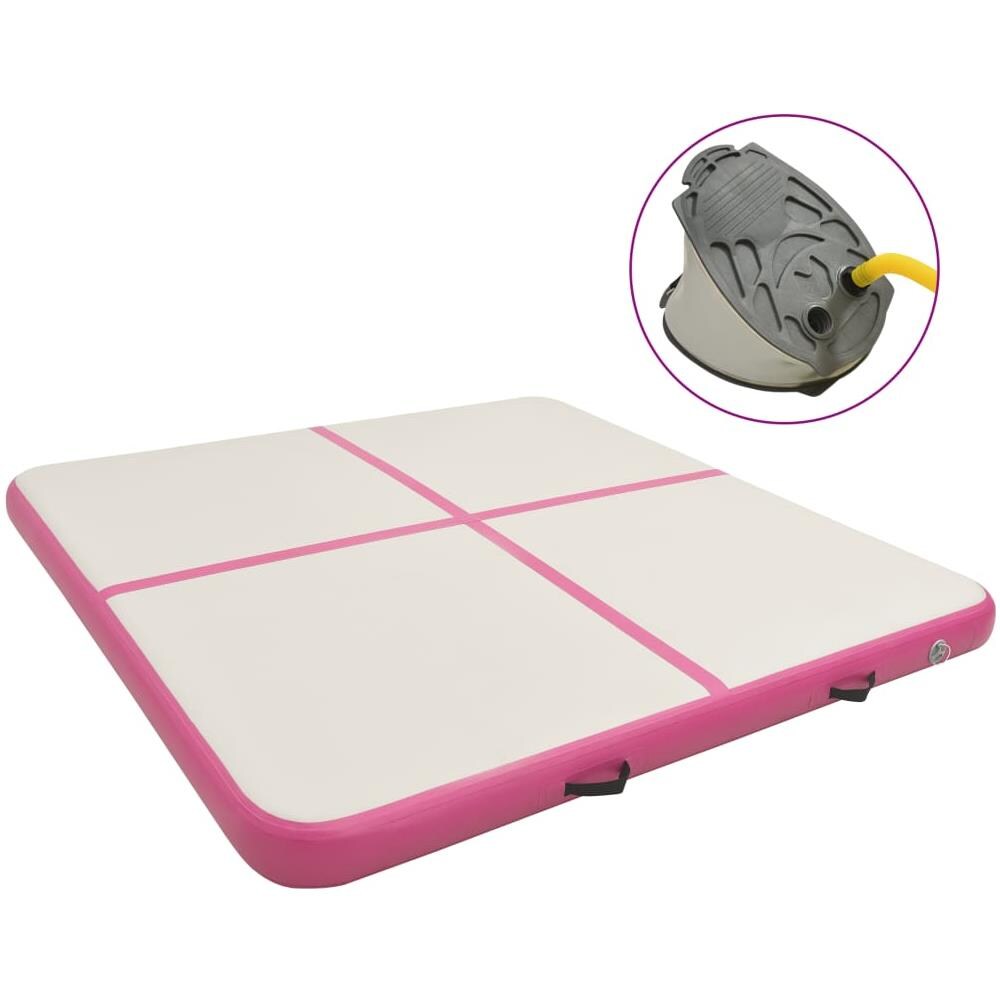 Tappetino Ginnastica Gonfiabile con Pompa 200x200x20cm PVC Rosa - Foto 1