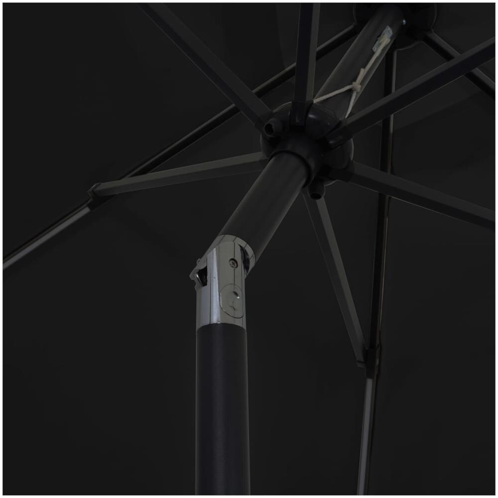 Ombrellone con Luci a LED e Palo Alluminio 300 cm Nero - Foto 2
